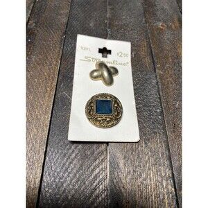 Vintage Streamline Gold Tone Metal Buttons Set Of 2 NOS